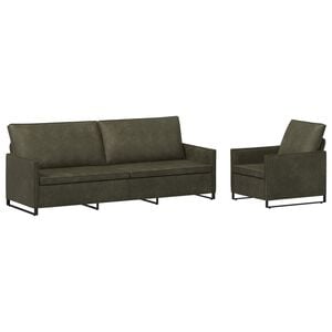 vidaXL Sofa Set 2 pcs Army Green Faux Suede Fabric