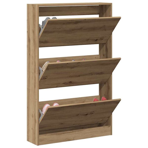 vidaXL Shoe Cabinet Artisan Oak 80 x 21 x 125.5 cm Engineered Wood