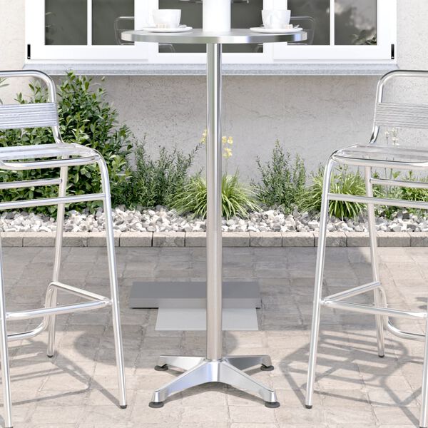 vidaXL Outdoor Bar Table Height Adjustable &Oslash;59.5x70/109.5 cm Aluminium