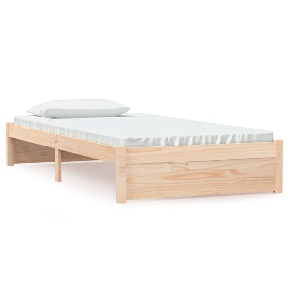 vidaXL Bed Frame without Mattress White Solid Wood 100x200 cm