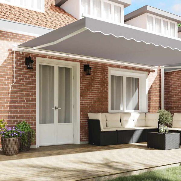 vidaXL Retractable Awning Light Grey 500 x 300 cm Polyester and Metal