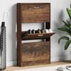 vidaXL Shoe Cabinet Smoked Oak 59x17x108 cm Engineered Wood