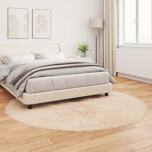 vidaXL Faux Sheepskin Rug Tafalla Beige &Oslash; 200 cm Polyester