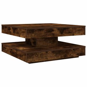 vidaXL Coffee Table 360-Degree Rotatable Smoked Oak 70x70x34.5 cm
