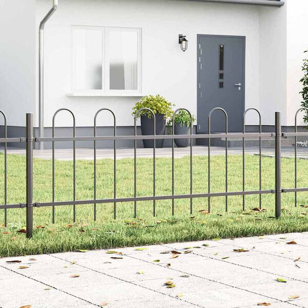 vidaXL Garden Fence 7 pcs Grey 11.9 x 0.6 m Powder-coated Steel