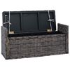 vidaXL Storage Bench with Cushion Black Wash 110 x 40 x 50 cm Rattan