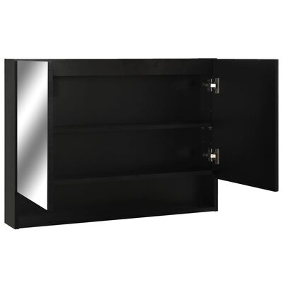 vidaXL LED Bathroom Mirror Cabinet Black 80x15x60 cm MDF