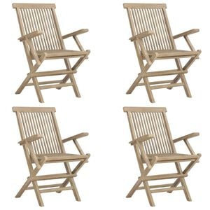 vidaXL Folding Chairs 4 pcs Grey 56x61x89 cm Solid Wood Teak