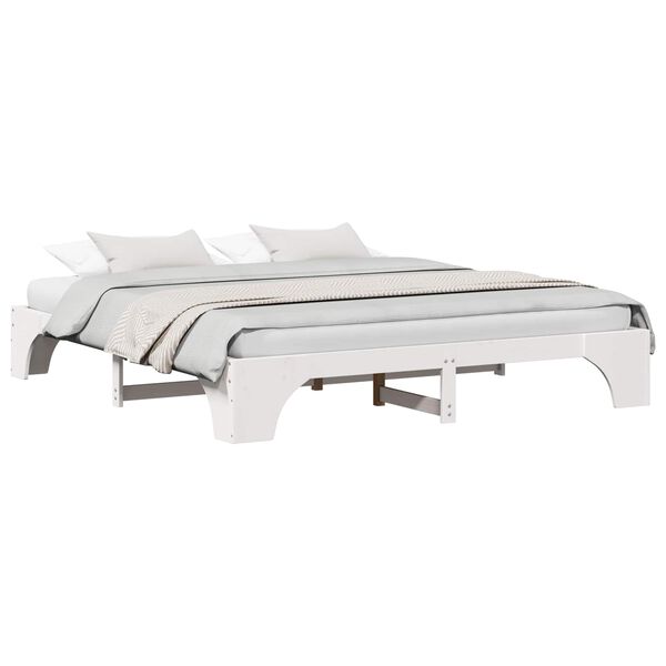 vidaXL Bed Frame White 180 x 200 cm Solid Pine Wood