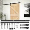 vidaXL Sliding Door Natural and Black 100 x 210 cm Solid Pine Wood