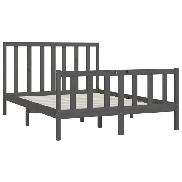 vidaXL Bed Frame without Mattress Grey 150x200 cm King Size Solid Wood