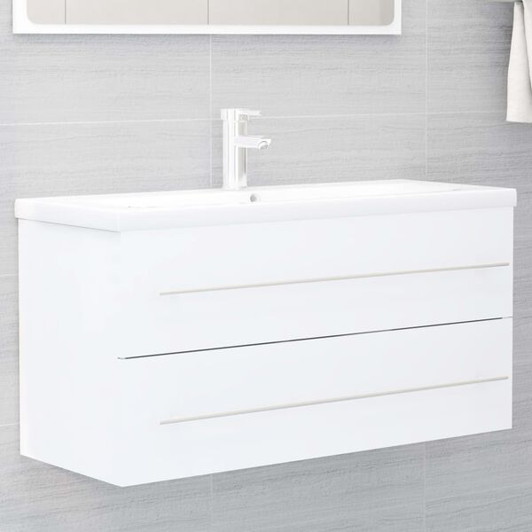 vidaXL Sink Cabinet with Built-in Basin White Engineered Wood