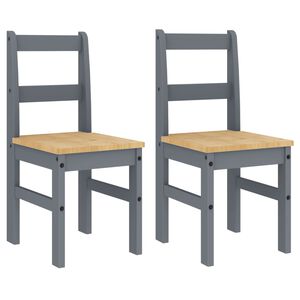 vidaXL Dining Chairs 2 pcs PANAMA Grey 40x46x90 cm Solid Wood Pine