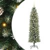 vidaXL Artificial Slim Christmas Tree Green and White 180 cm
