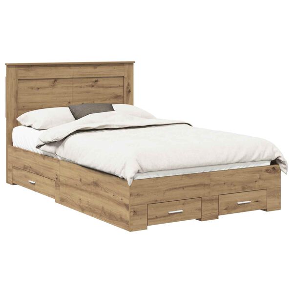 vidaXL Bed Frame with Drawer with Headboard Manual Engineered Wood