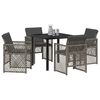 vidaXL Garden Dining Set 5 pcs Grey Poly Rattan