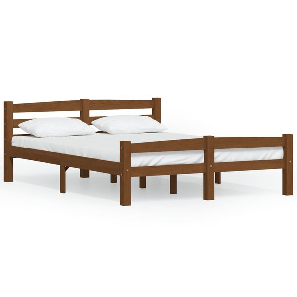 vidaXL Bed Frame without Mattress Honey Brown Solid Pinewood 120x200 cm
