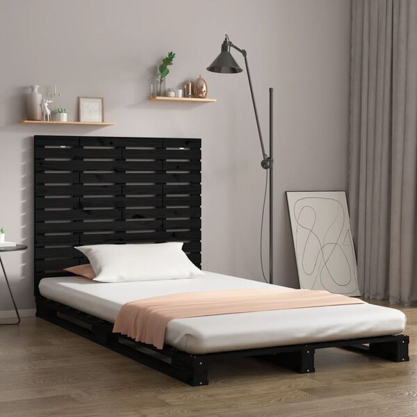 vidaXL Wall Headboard Black 106x3x91.5 cm Solid Wood Pine