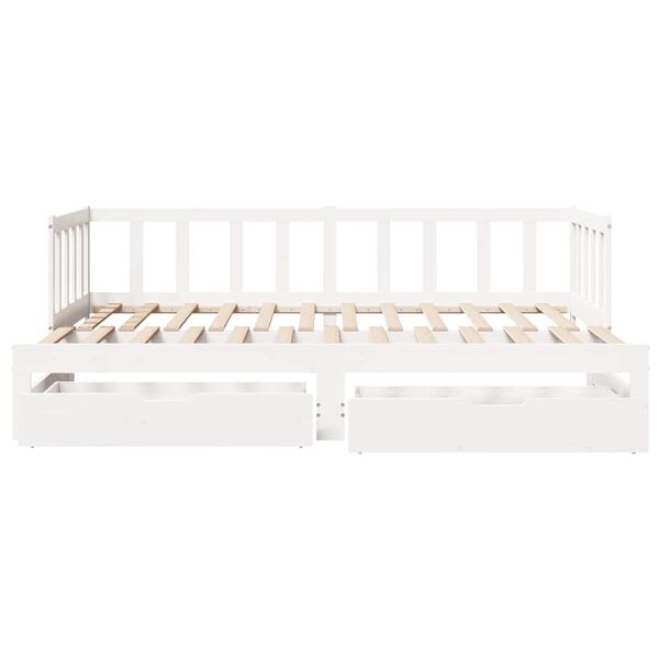 vidaXL Daybed with Trundle and Drawers without Mattress White 90x200 cm
