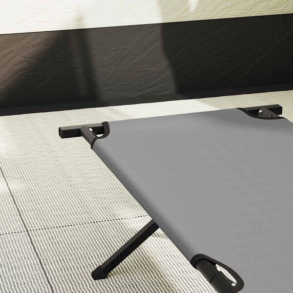 vidaXL Folding Camping Bed Folding Manual Grey Oxford fabric