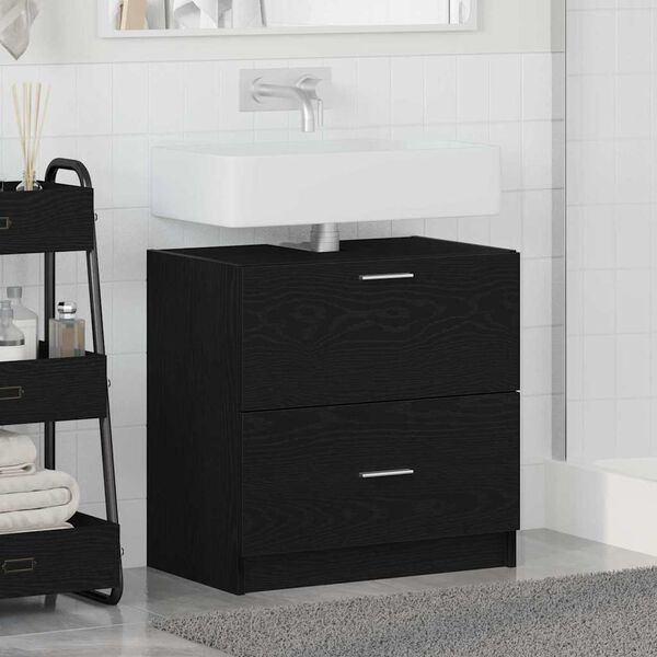 vidaXL Bathroom Cabinet Black Oak 59 x 37 x 59 cm Engineered wood