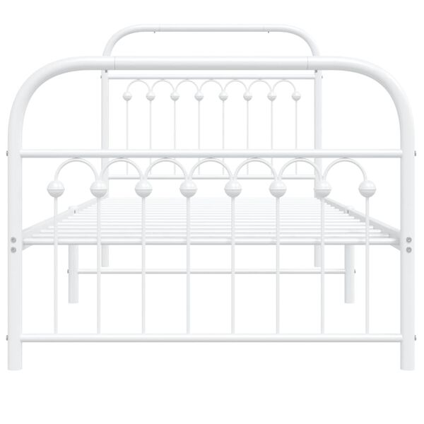 vidaXL Metal Bed Frame without Mattress with Footboard White 90x190cm