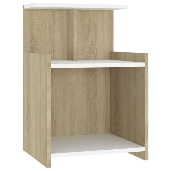 vidaXL Bed Cabinet White and Sonoma Oak 40x35x60 cm Engineered Wood