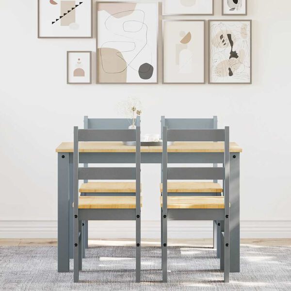 vidaXL 5 Piece Dining Set Panama Grey Solid Wood Pine