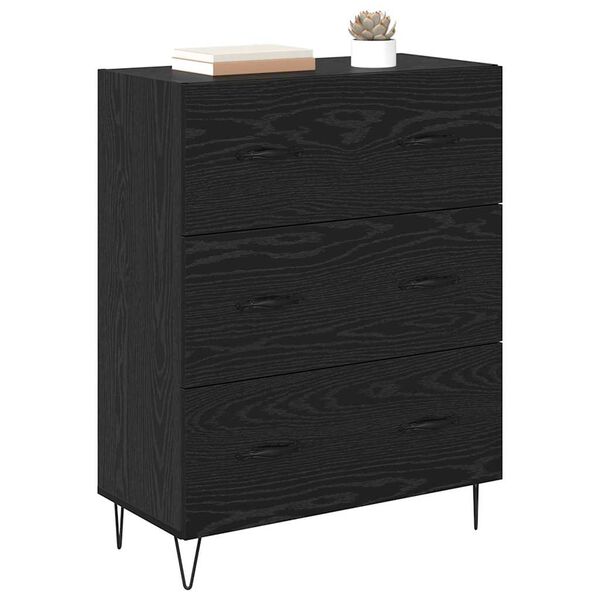 vidaXL Sideboard Black Oak 69.5 x 34 x 90 cm Engineered Wood and Iron