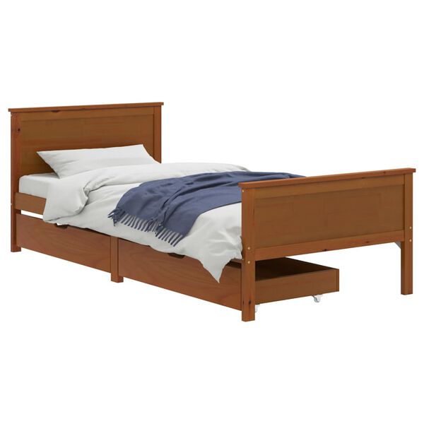 vidaXL Bed Frame without Mattress Honey Brown Solid Wood 100x200 cm