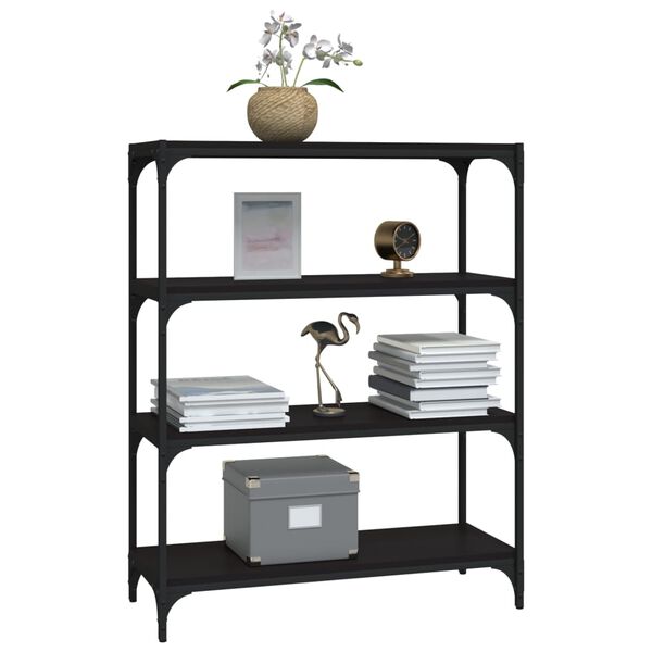 vidaXL Book Cabinet Black 80x33x100 cm Engineered Wood and Steel