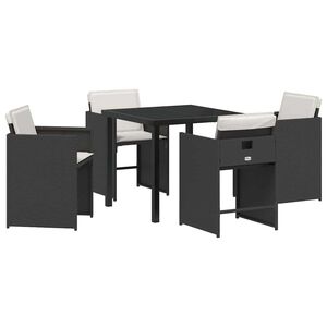 vidaXL Garden Dining Set 5 pcs Black Poly Rattan