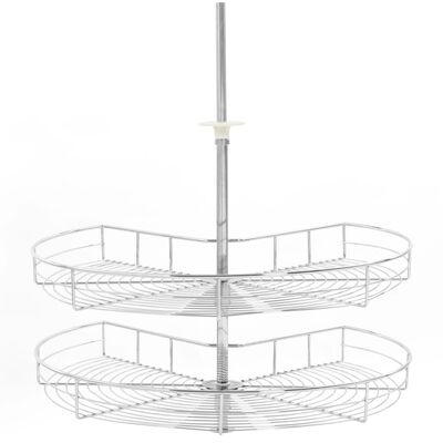 vidaXL 2-Tier Kitchen Wire Basket Silver 270 Degree 71x71x80 cm