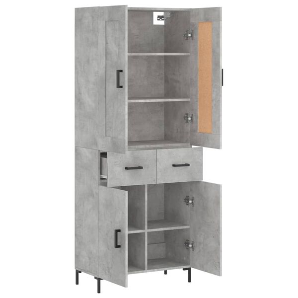 vidaXL Highboard Concrete Grey 69.5x34x180 cm Engineered Wood