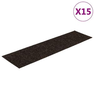 vidaXL Stair Mats Self-adhesive 15 pcs 76x20 cm Dark Brown Rectangular