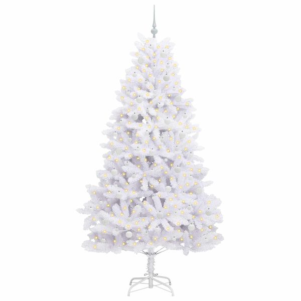 vidaXL Artificial Hinged Christmas Tree White 240 cm PVC and Steel