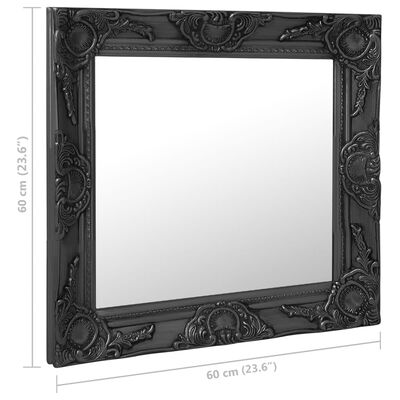 vidaXL Wall Mirror Baroque Style 60x60 cm Black