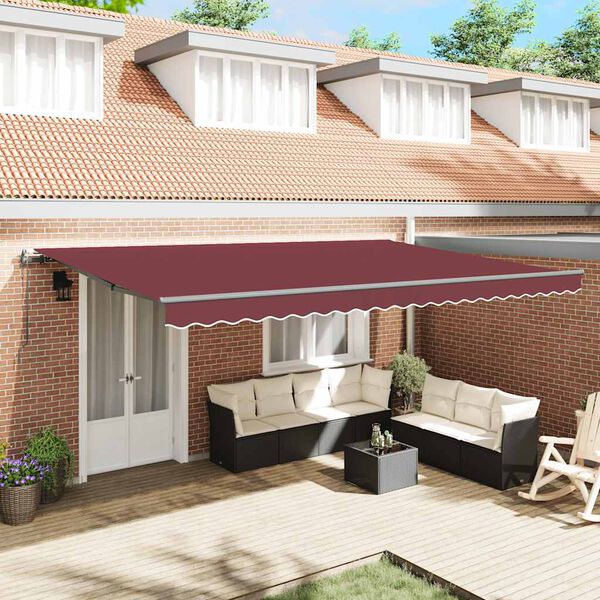 vidaXL Automatic Retractable Awning Burgundy 500x300 cm