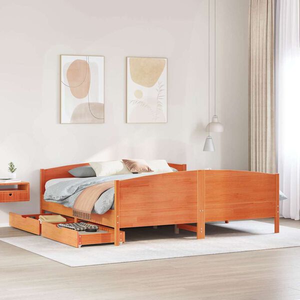vidaXL Bed Frame without Mattress Wax Brown 200x200 cm Solid Wood Pine