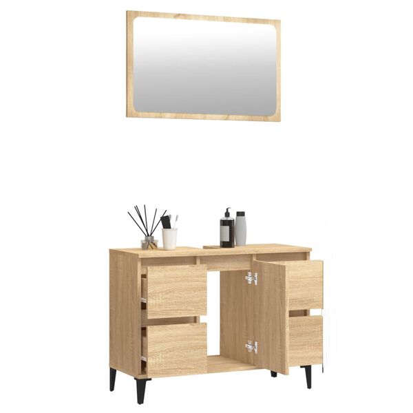 vidaXL 2 Piece Bathroom Furniture Set Sonoma Oak Engineered Wood