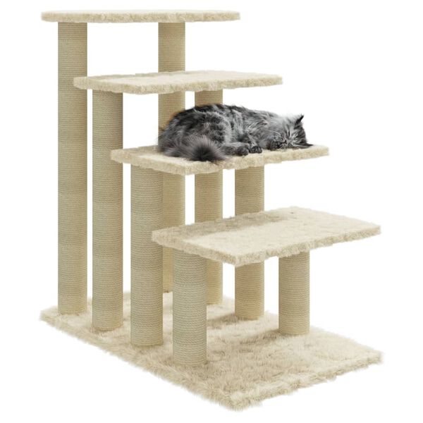 vidaXL Cat Tree with Sisal Scratching Posts Cream 63 cm