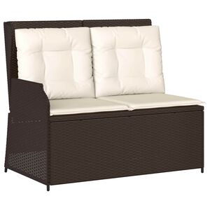 vidaXL Garden Bench with Cushion Brown Poly rattan