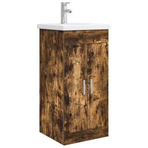 vidaXL Bathroom Vanity with Sink Smoked Oak 42 x 40 x 84.5 cm
