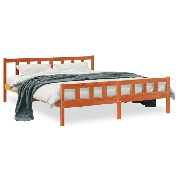 vidaXL Bed Frame without Mattress Wax Brown 180x200 cm Super King Solid Wood Pine