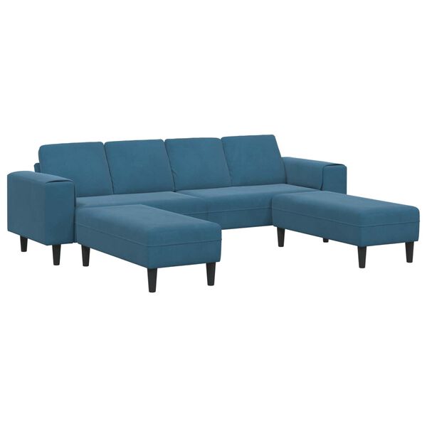 vidaXL Sofa Set Blue Velvet