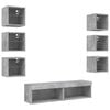 vidaXL 8 Piece TV Wall Units with LED Concrete Grey Engineered Wood