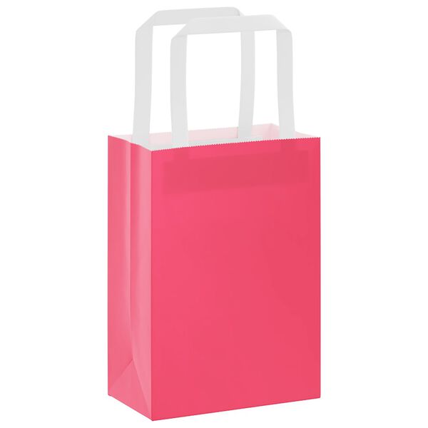 vidaXL Paper Bags 250 pcs with Handles Pink 15x8x21 cm