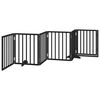 vidaXL Dog Gate with Door Foldable 6 Panels Black 300 cm Poplar Wood