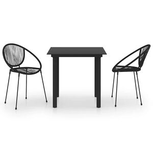 vidaXL 3 Piece Outdoor Dining Set PVC Rattan Black