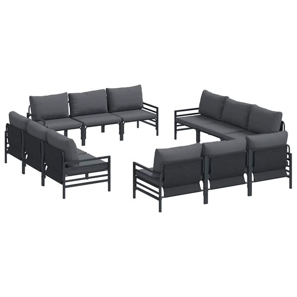 vidaXL Garden Sofa Set with Cushion 12 pcs Black Steel